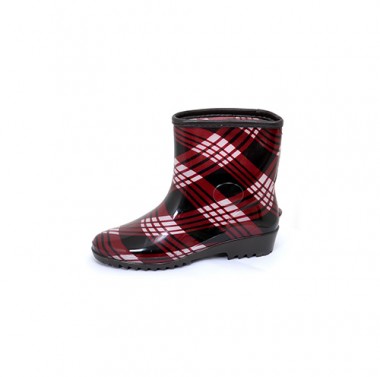 여반장화 체크적색 (Women’s Short Boots Check Red)